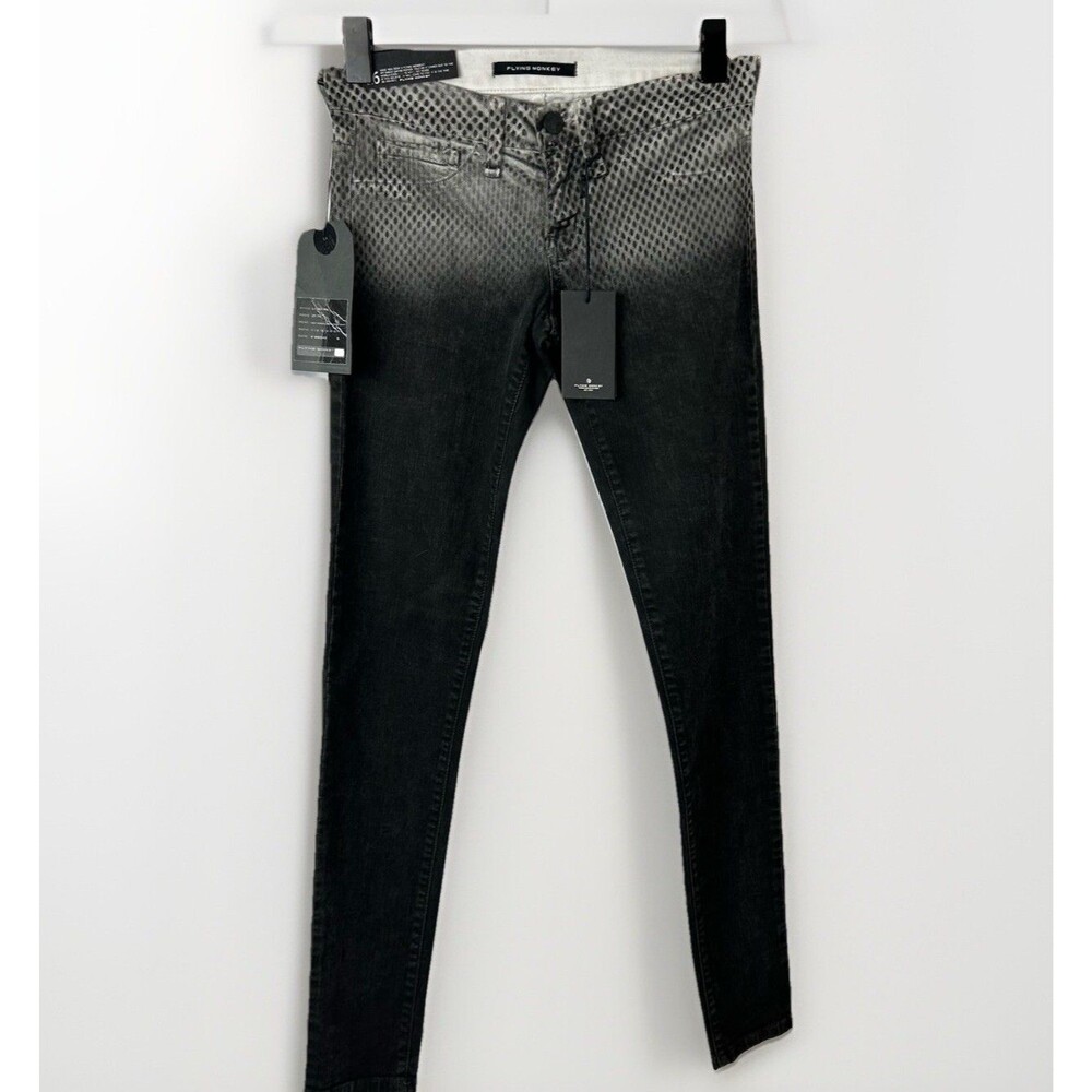 Flying Monkey Black Ombre Dot High Rise Skinny Jeans Size 24 NWT